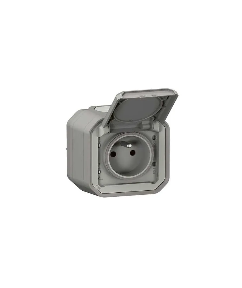 LEGRAND Plexo Prise de courant 2P+T saillie complet étanche gris IP55 - 069731L